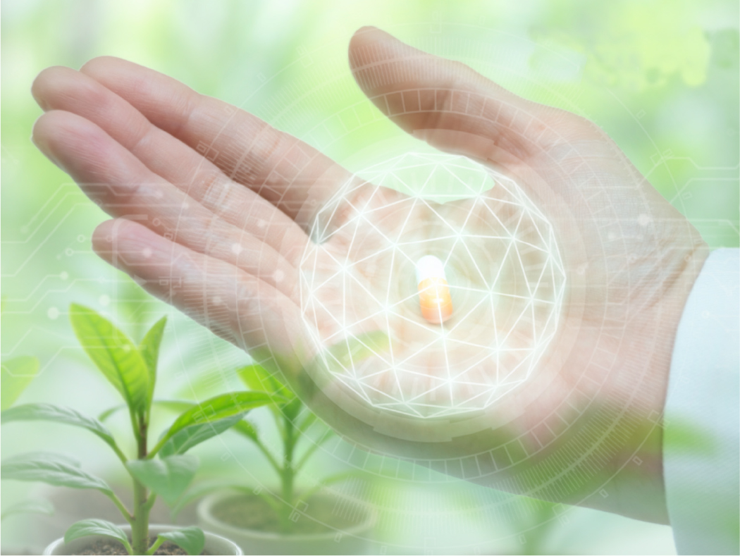 手のひらの上にのっている薬のカプセル